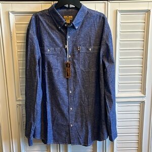 NWT Buffalo Jackson Blue Cotton Twill Button Down Shirt XXL